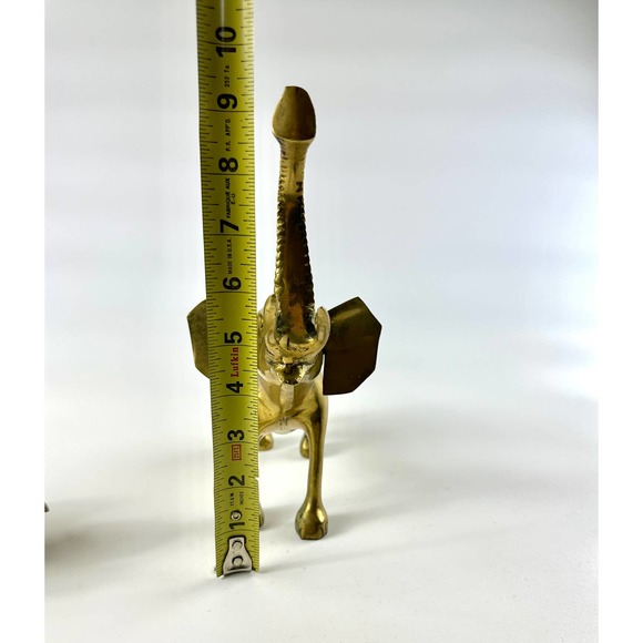 Vintage Solid Brass Elephant Statues Figurines Adult And Baby Trunk Up Good Luck - Picture 9 of 15